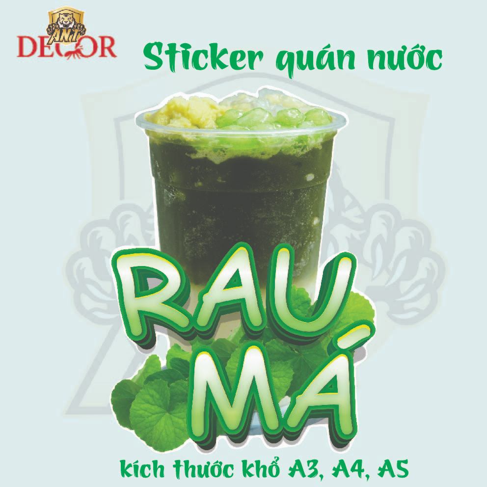 Decal Dán NƯỚC MÍA – RAU MÁ – NƯỚC DỪA – Nhãn Dán Trang Trí Xe Nước Giải Khát – Dễ Dán, Bền Đẹp, Chống Nước