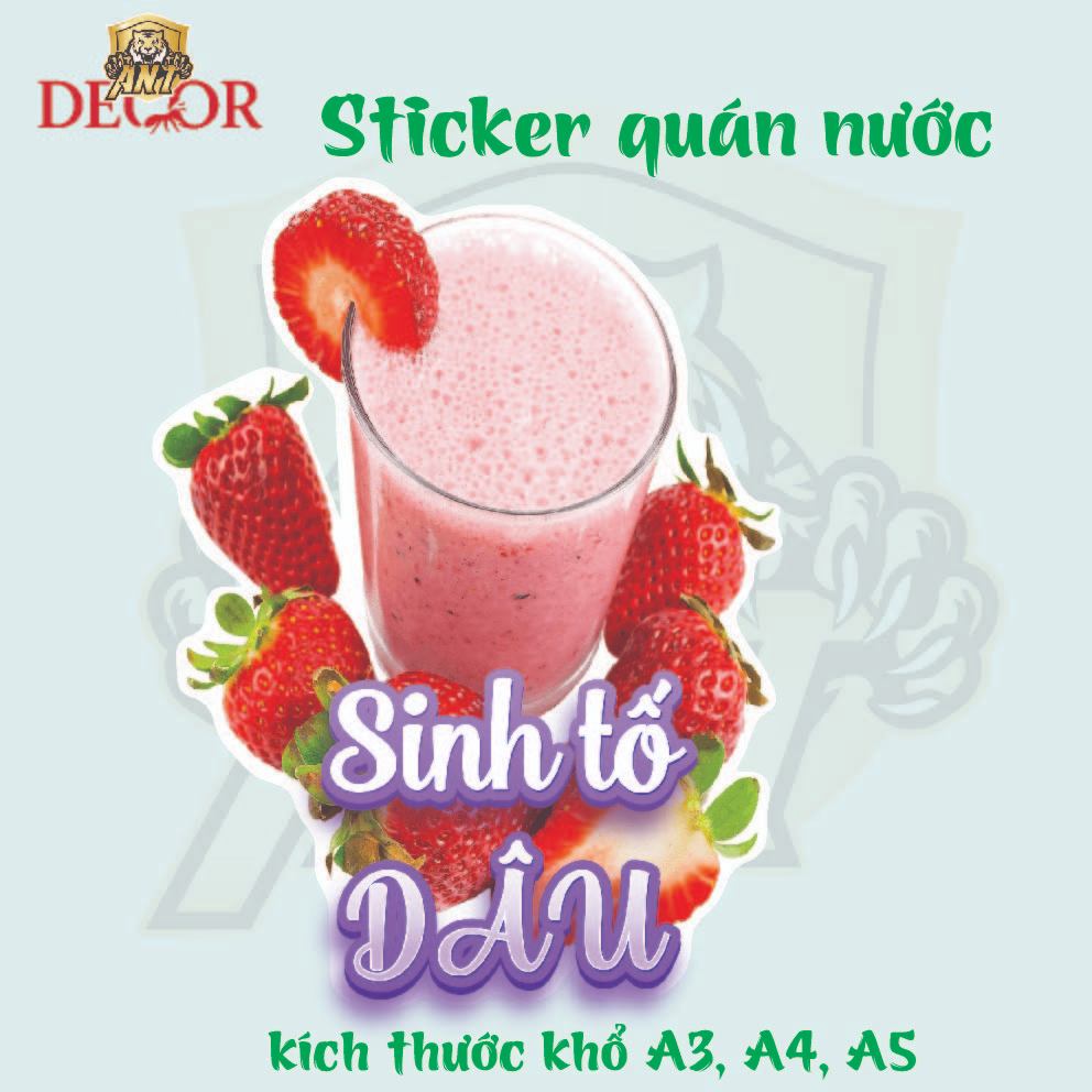 Decal Dán SINH TỐ – Nhãn Dán Trang Trí Xe Sinh Tố, Quầy Nước Ép – Dễ Dán, Bền Đẹp, Chống Nước