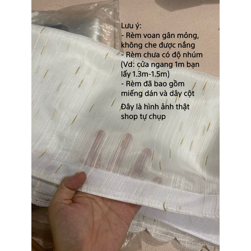 Rèm Dán, Vải Voan Gân (gân vàng) Decor Trang Trí Xinh Xắn Tiện Lợi Cho Cửa Sổ Phòng Ngủ, Phòng Khách, Quán Cà Phê...