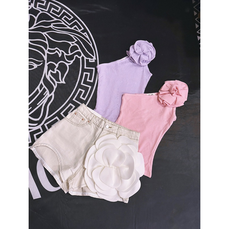 set áo và quần short đính hoa to