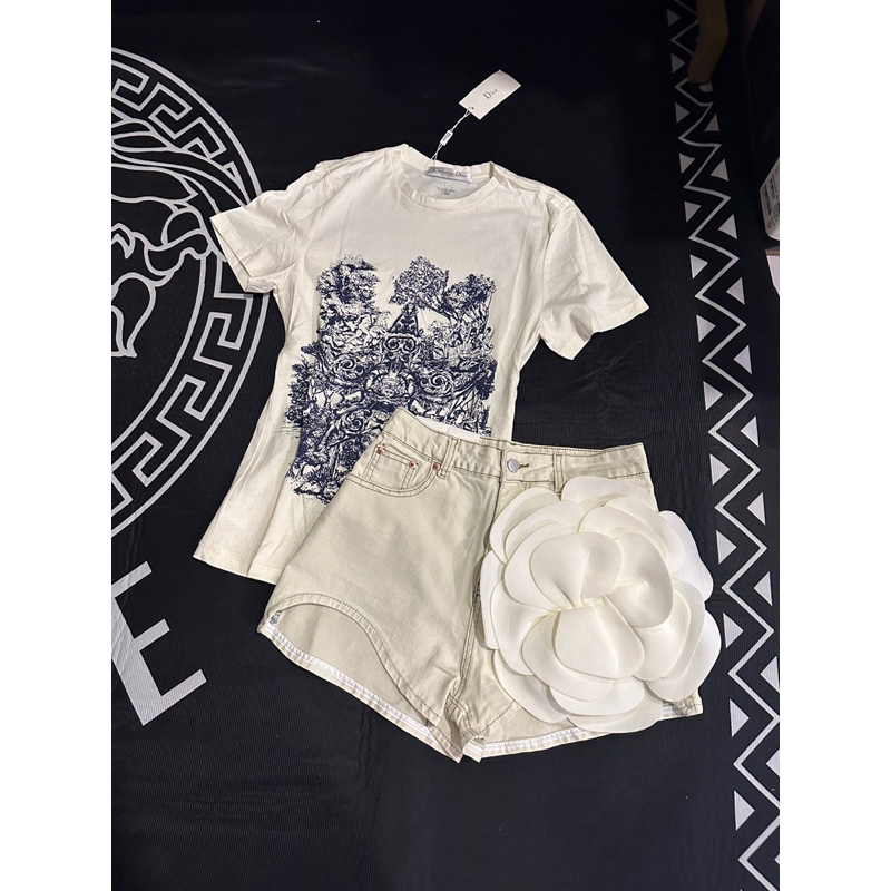 set áo và quần short đính hoa to