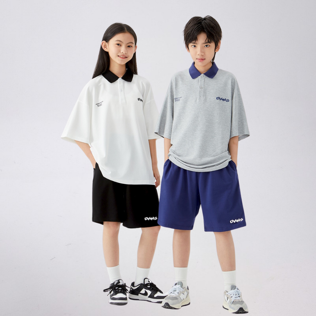 Quần Short Thể Thao Trẻ Em DKNS – Dáng Rộng Cá Tính – Cotton Co Giãn Thoáng Mát | JJ Kids Fashion