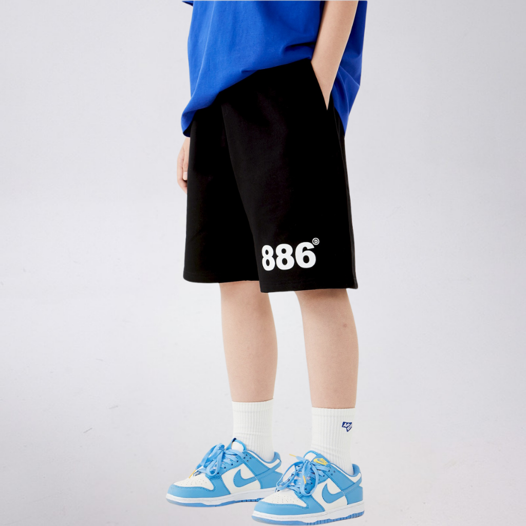 Quần Short Trẻ Em In Số 886 – Phom Rộng Cá Tính – Cotton Mềm Thoáng Mát Mùa Hè | JJ Kids Fashion