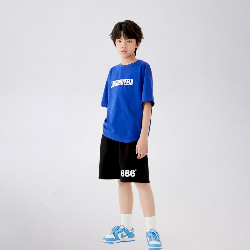 Quần Short Trẻ Em In Số 886 – Phom Rộng Cá Tính – Cotton Mềm Thoáng Mát Mùa Hè | JJ Kids Fashion