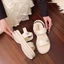 Dép Sandal Min Quai Ngang Nữ Chất Da Pu Đế Cao 5cm Đi Êm Chân Hàng QCCC Đi Học, Đi Chơi