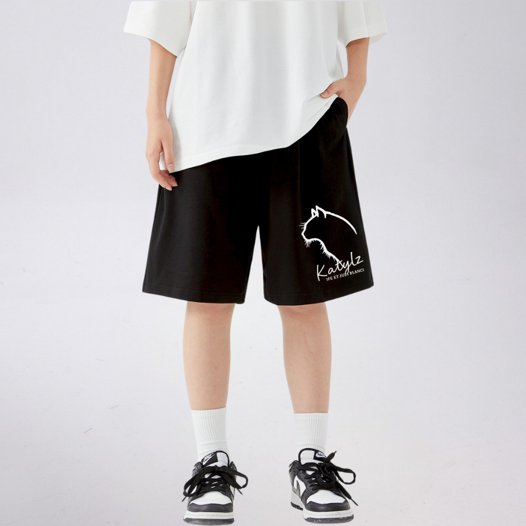 Quần Short Thể Thao Trẻ Em In Hình Mèo Katylz – Cotton Mềm Mịn, Dáng Rộng | JJ Kids Fashion