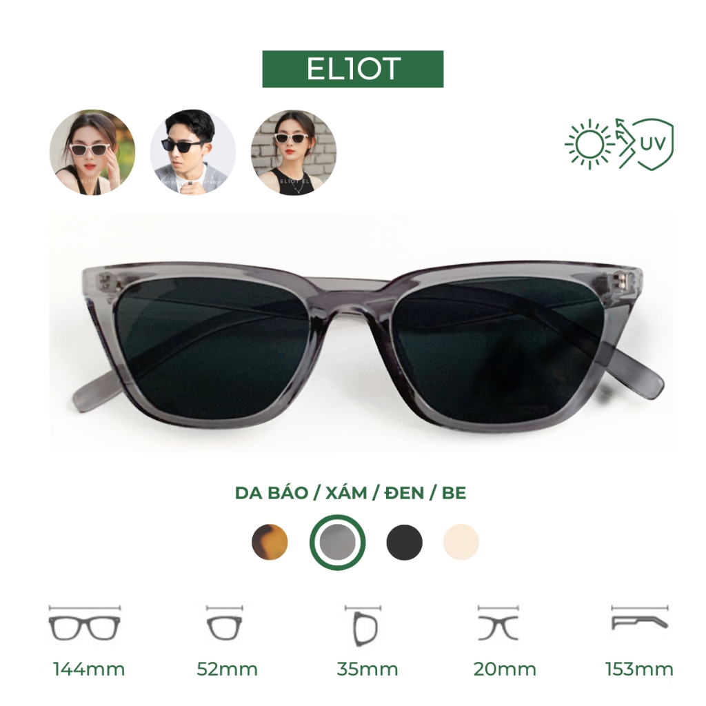 Kính râm mắt mèo ELIOT tròng kính chống tia UV400 kiểu dáng thời trang phù hợp với cả nam và nữ 8828