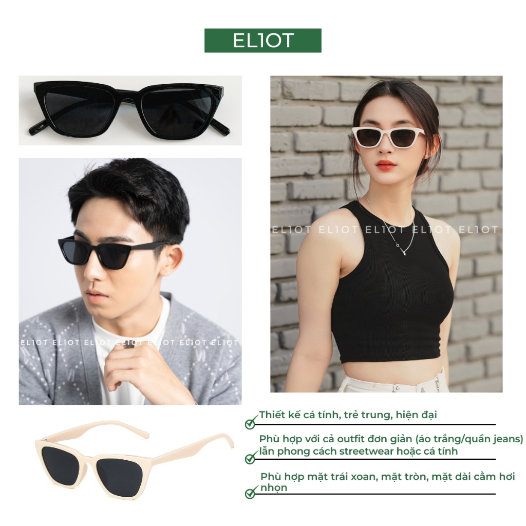 Kính râm mắt mèo ELIOT tròng kính chống tia UV400 kiểu dáng thời trang phù hợp với cả nam và nữ 8828