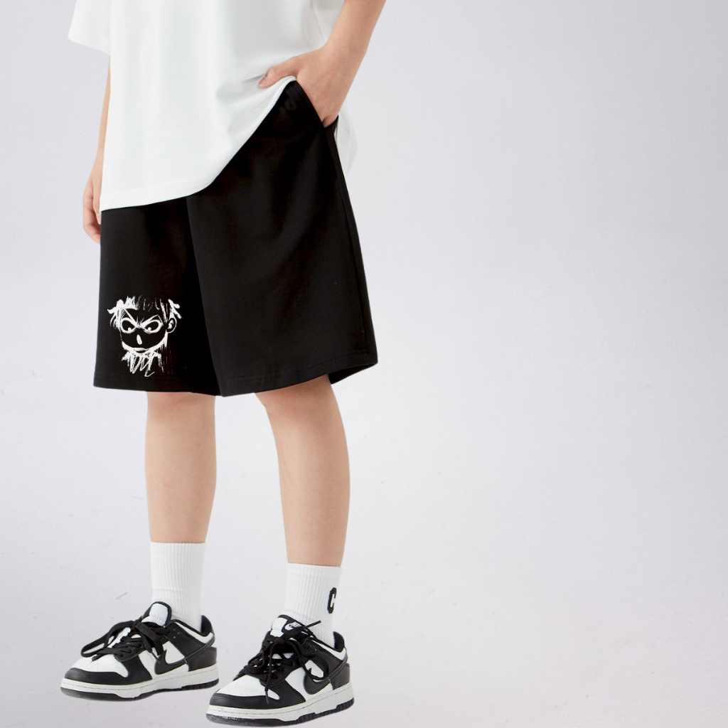 Quần Short Trẻ Em In Hình Cá Tính – Dáng Rộng, Vải Cotton Mềm Mát | JJ Kids Fashion