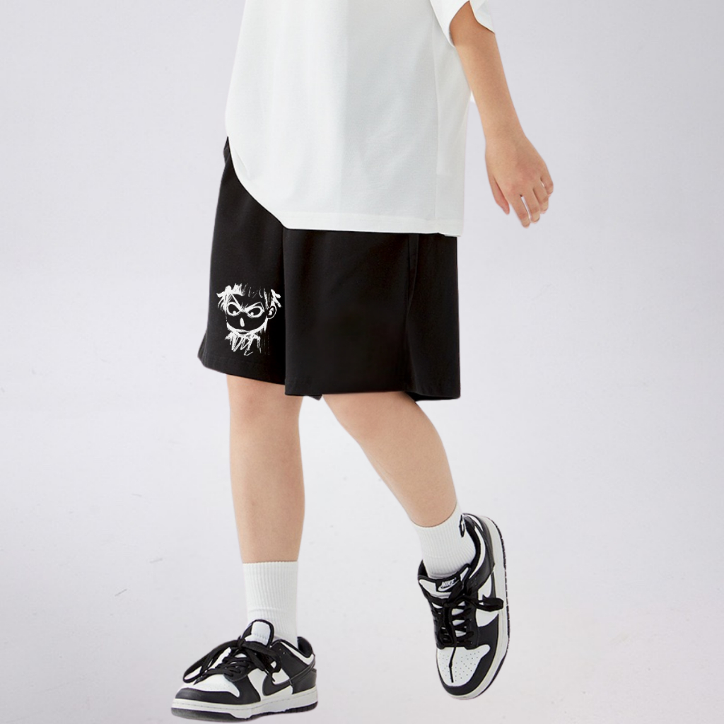 Quần Short Trẻ Em In Hình Cá Tính – Dáng Rộng, Vải Cotton Mềm Mát | JJ Kids Fashion