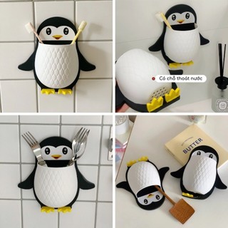 Kệ dán tường đa năng hình chim cánh cụt siêu kute , Kệ đựng đồ nhà tắm dán tường, decor nhà cửa 5706