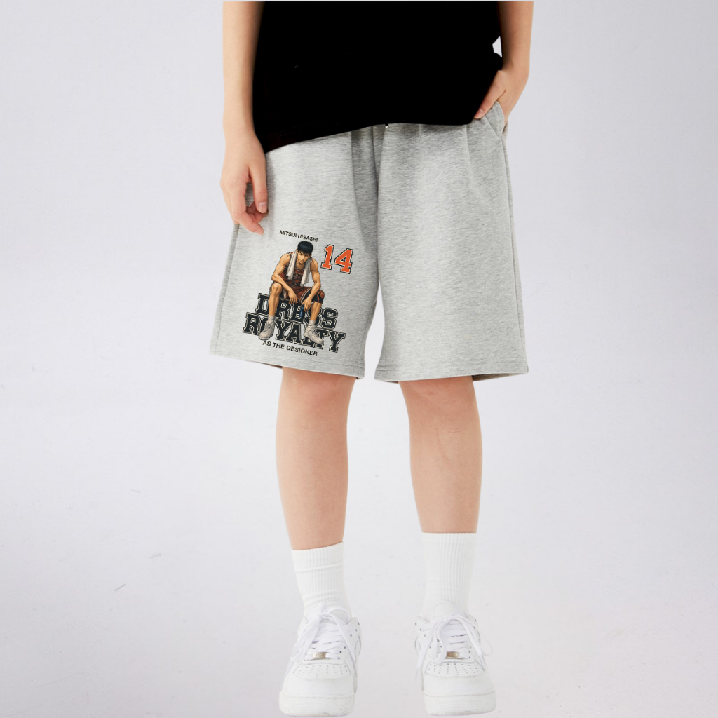 Quần Short Thể Thao Trẻ Em In Hình Cầu Thủ Bóng Rổ, Năng Động, Cotton Co Giãn | JJ Kids Fashion