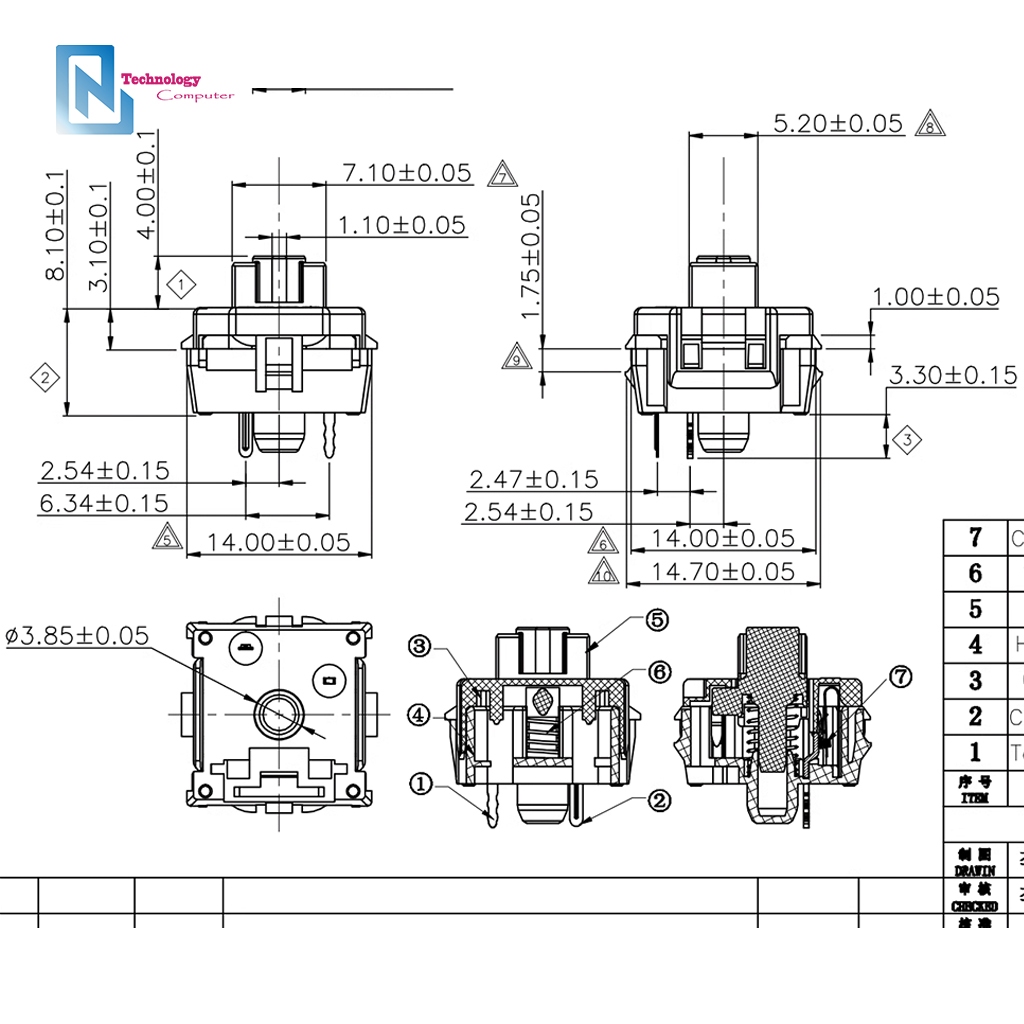 Nút Switch MX Combo 5 Chiếc Dạng Thấp Low Profile Hỗ Trợ Chân Phổ Biến Keycap Chữ Thập | BigBuy360 - bigbuy360.vn