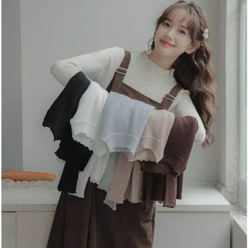 (Cổ Kiểu) Áo len đi lạnh, áo len lót lông co giãn, áo len mùa đông, áo len tăm nữ dày dặn ấm áp dễ thương áo len cổ ngắn