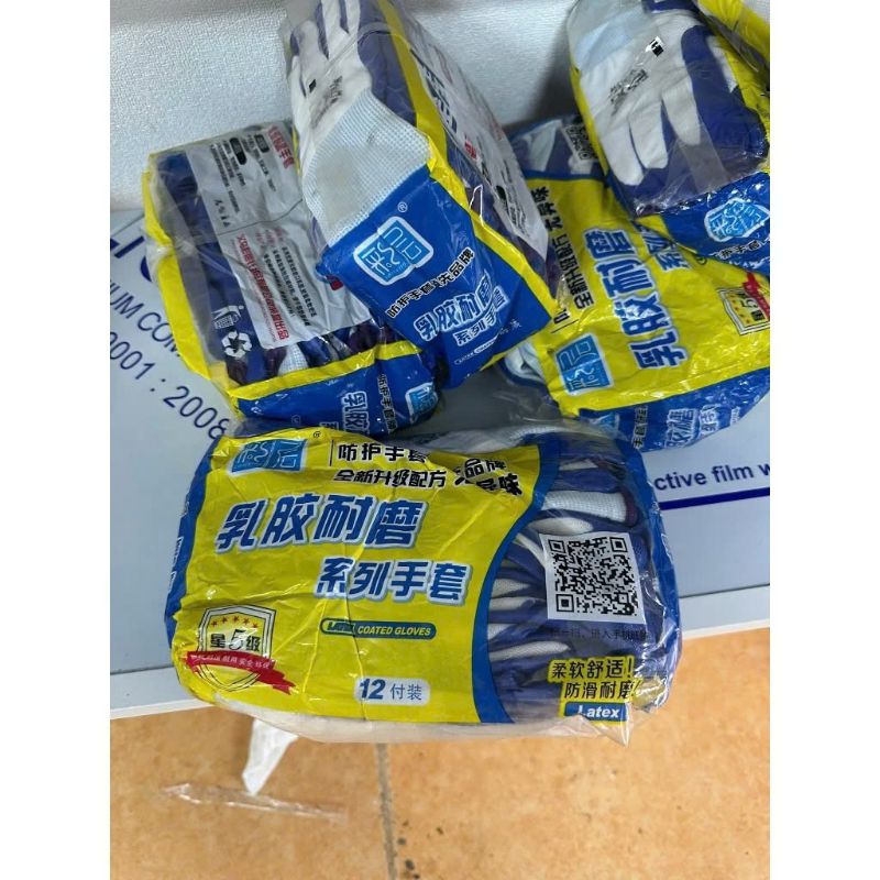 Sét 12 đôi gang tay lang động phủ sơn xanh.gang tay bảo hộ lao động.