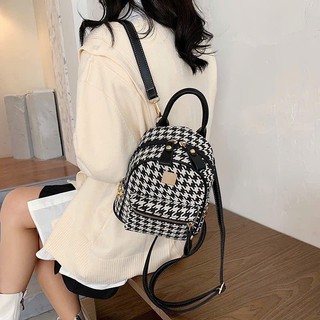 Balo kẻ ô siêu đẹp để đồ để điện thoại 2 dây đeo chắc chắn chất da siêu đẹp mã 246