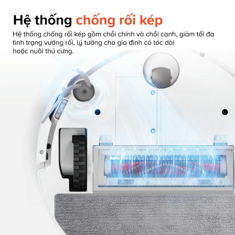 Robot hút bụi lau nhà Roborock Q7 Pro Max lực hút 13 000Pa, Thiết kế chống rối