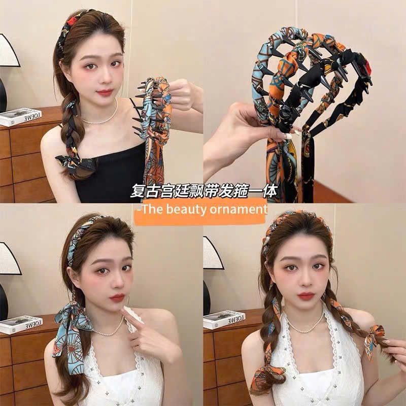 GWYN‌ Dây buộc tóc bằng vải Satin, Phụ nữ cổ điển Trang trí tóc thanh lịch Dây buộc tóc chống trượt