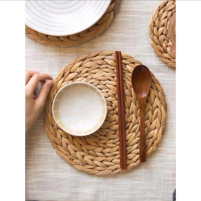 Đĩa lót cói - bèo lục bình ⚡️ Siêu rẻ ⚡️dùng để lót bàn ăn , bình hoa , trang trí và decor