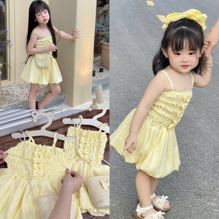 Váy bé gái,Váy 2 dây quây nơ kiểu dáng bí Tặng kèm túi cói cho bé gái