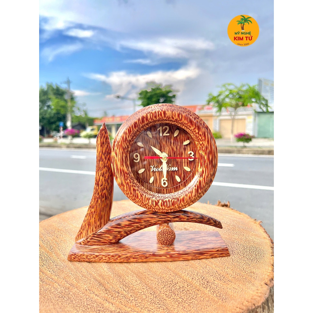 [ TẶNG KÈM PIN ] Đồng Hồ Gỗ Dừa Để Bàn Thiết Kế Nhánh Cây Sáng Tạo, Trang Trí Phòng Làm Việc, Quà Tặng Sang Trọng