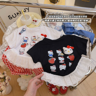 Áo cotton hoạt tiết hellokity xinh xắn cho bé gái
