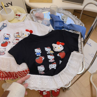 Áo cotton hoạt tiết hellokity xinh xắn cho bé gái