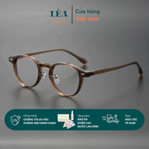 Kính mắt [Lắp Được Cận DƯỚI 6 ĐỘ] LÉAGLASSES kính HUGO Tròn chất liệu nhựa cao cấp nhẹ nhàng êm ái