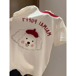 Bodysuit viền chó con cute dễ thương cotton mát mẻ mùa hè cho bé phong cách hàn quốc