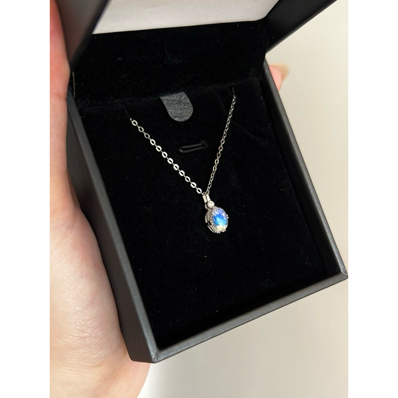 (Chỉ có mặt dây chuyền) Moonstone Thiên Nhiên Đa Giác Bạc S925-Sunday