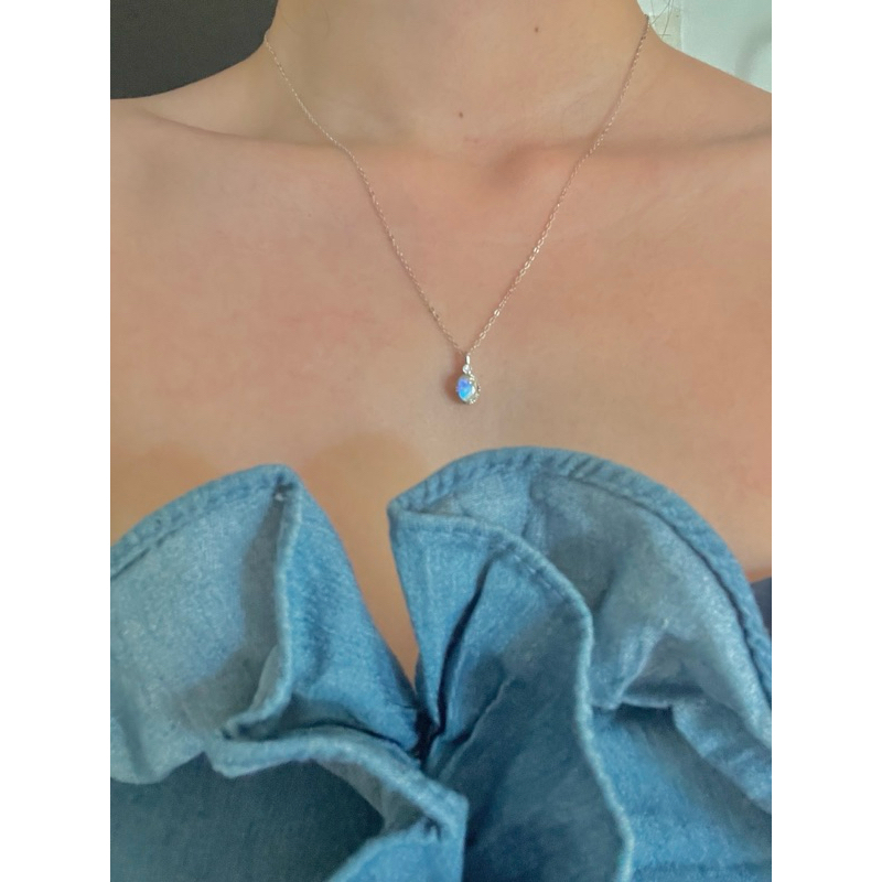 (Chỉ có mặt dây chuyền) Moonstone Thiên Nhiên Đa Giác Bạc S925-Sunday