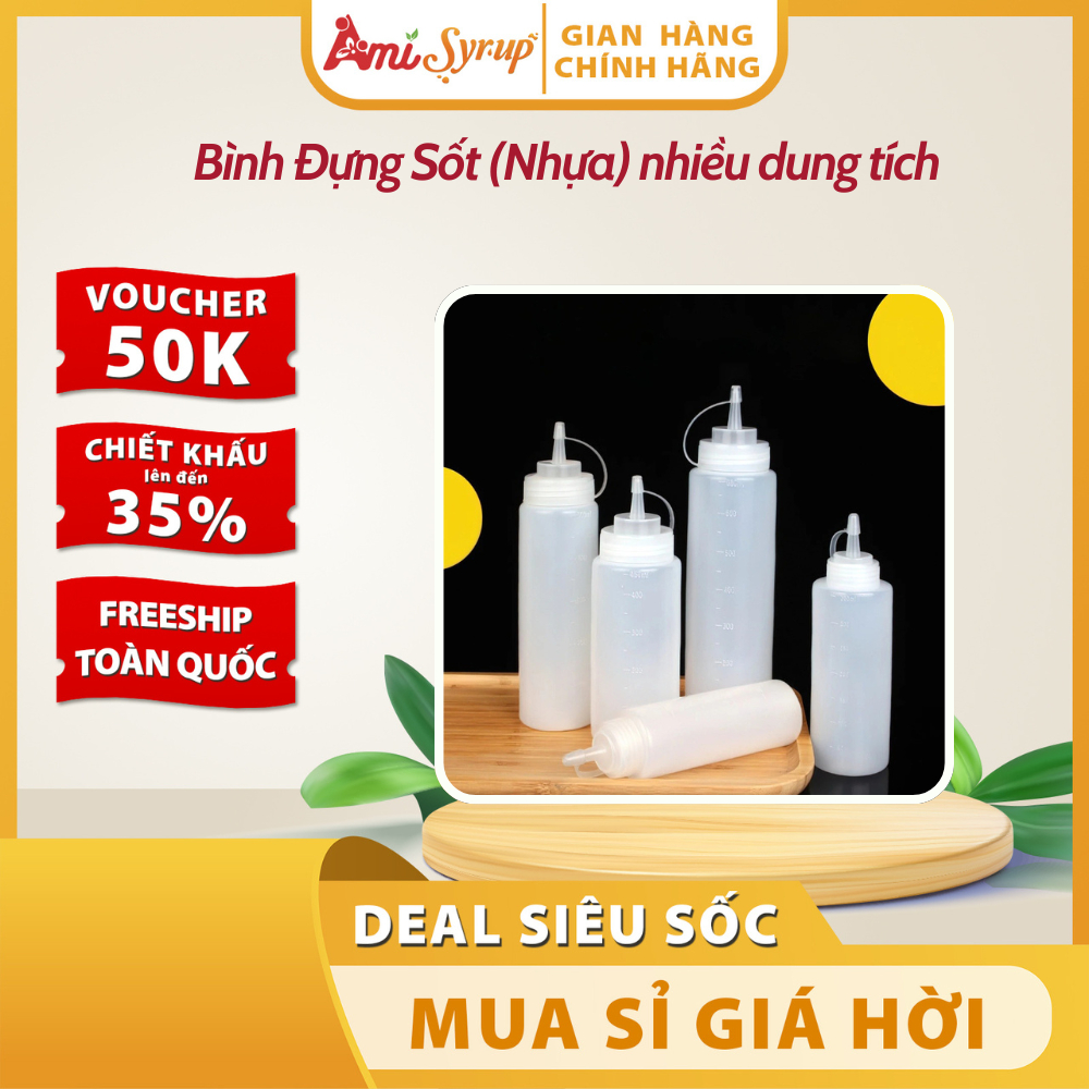 Bình Đựng Sốt (Nhựa) Dung Tích 360ml – 480ml – 680ml – 1000ml | Chống Tràn – Dễ Bóp – Tiện Lợi