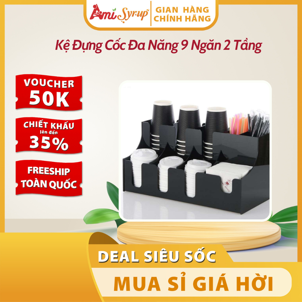 Kệ Đựng Cốc Đa Năng 9 Ngăn 2 Tầng, Tiện Lợi, Chắc Chắn, Gọn Gàng, Chuyên Nghiệp