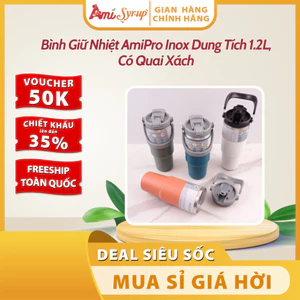Bình Giữ Nhiệt AmiPro Inox Dung Tích 1.2L, Có Quai Xách - Tiện Lợi Dùng Trong Nhà & Ngoài Trời
