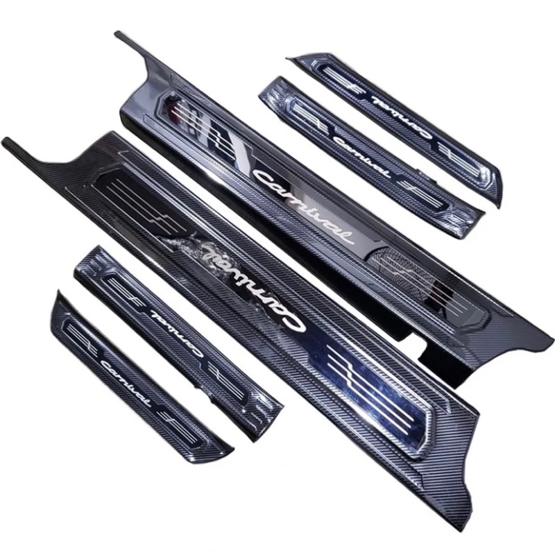 Ốp bậc cửa, nẹp bước chân và chống trầy cốp xe Carnival 2022-2025 vân Carbon