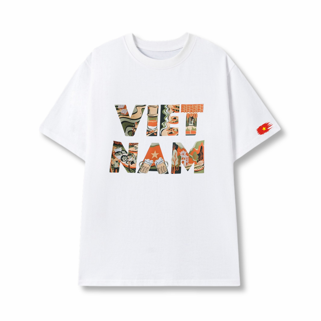 [ÁO THUN VIỆT NAM] Áo Thun In Hình Việt Nam Ngực Áo Thể Hiện Tình Yêu Nước, Form Unisex, Chất Cotton 100% + Có Hộp