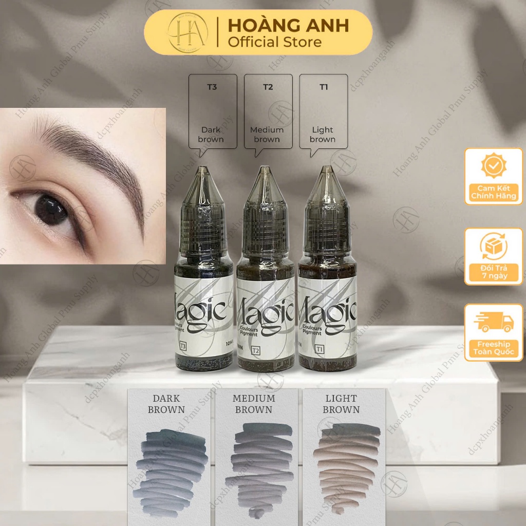 Mực Magic Colours Pigment By Hương Trà hairstrokes không trổ xanh dành cho chân mày 10ml 5ml