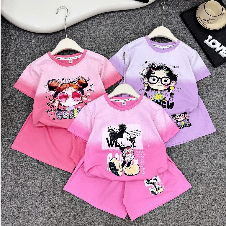 [Bostore][21-52kg] Đồ bé gái, set bộ cộc tay cho bé hình CÔ GÁI EAGLES ...