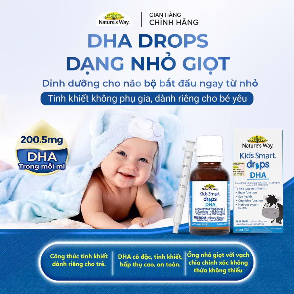 Ảnh Combo 2 Hộp DHA Drops Nature's Way Kids Smart Drops Siro Thông Minh Bổ Sung DHA EPA, Hỗ Trợ Bổ Não Và Mắt Cho Bé 1