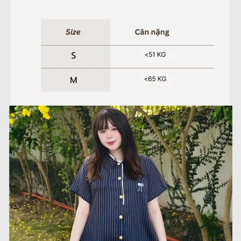 Váy đuôi cá cộc tay form rộng viền bèo cúc đồng kẻ xanh thêu nơ túi ngực babydoll Đầm bầu dáng ngắn tới gối cute T721G