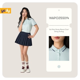 Áo polo nữ YODY ponte roma cool dáng suông chạm mát tức thì siêu co giãn WAPO25S014