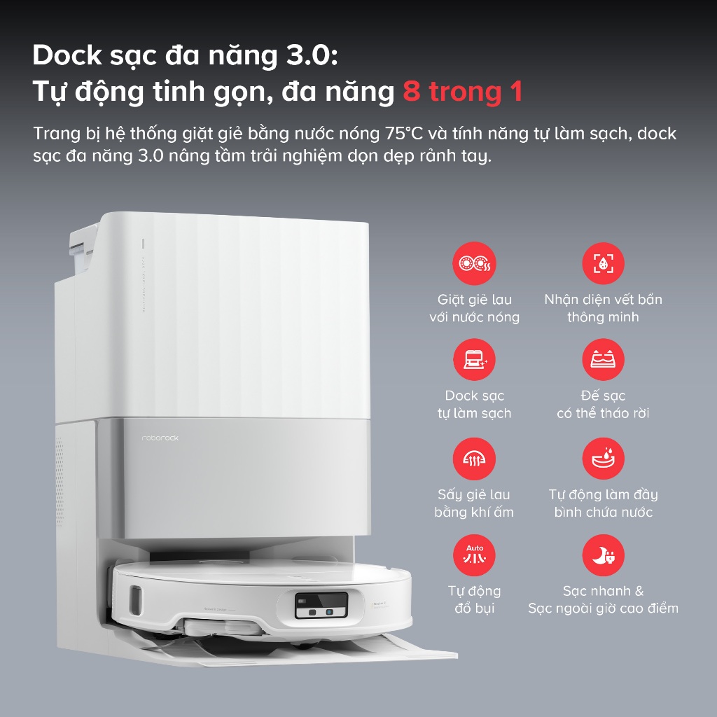 Robot hút bụi lau nhà Roborock Qrevo EdgeT|  Qrevo Edge 2 giặt sấy nóng, Hàng chính hãng bảo hành 24 tháng