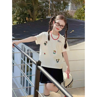 [B&G] Sét váy áo cotton trắng kèm chân váy jean mềm có quần bảo hộ cho bé gái từ 12-45kg(2-12 tuổi)