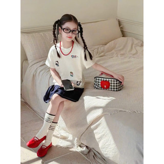 [B&G] Sét váy áo cotton trắng kèm chân váy jean mềm có quần bảo hộ cho bé gái từ 12-45kg(2-12 tuổi)