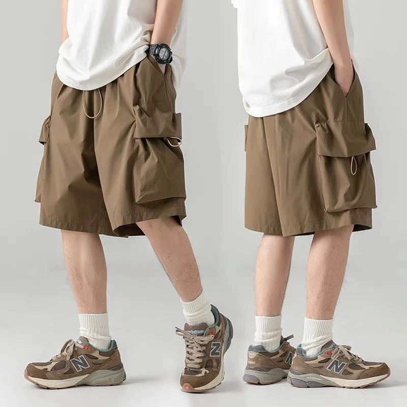 Quần sooc đùi ngố túi hộp ống rộng nam nữ  Quần short hộp túi to, chất kaki mềm, 3 màu, 2 size Nam Kem Menswear T766G
