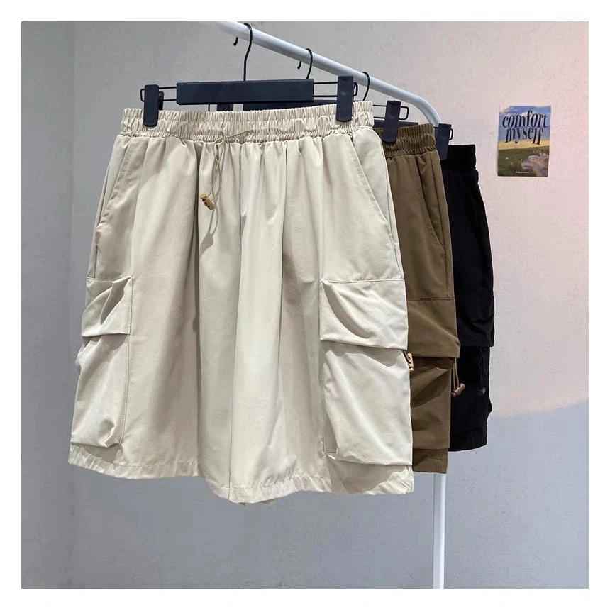 Quần sooc đùi ngố túi hộp ống rộng nam nữ  Quần short hộp túi to, chất kaki mềm, 3 màu, 2 size Nam Kem Menswear T766G