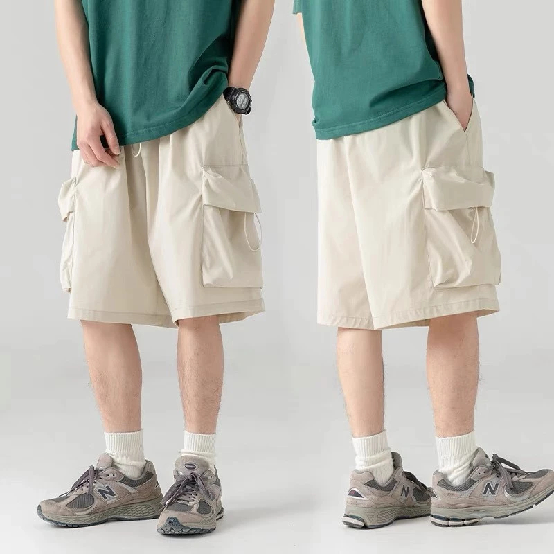 Quần sooc đùi ngố túi hộp ống rộng nam nữ  Quần short hộp túi to, chất kaki mềm, 3 màu, 2 size Nam Kem Menswear T766G