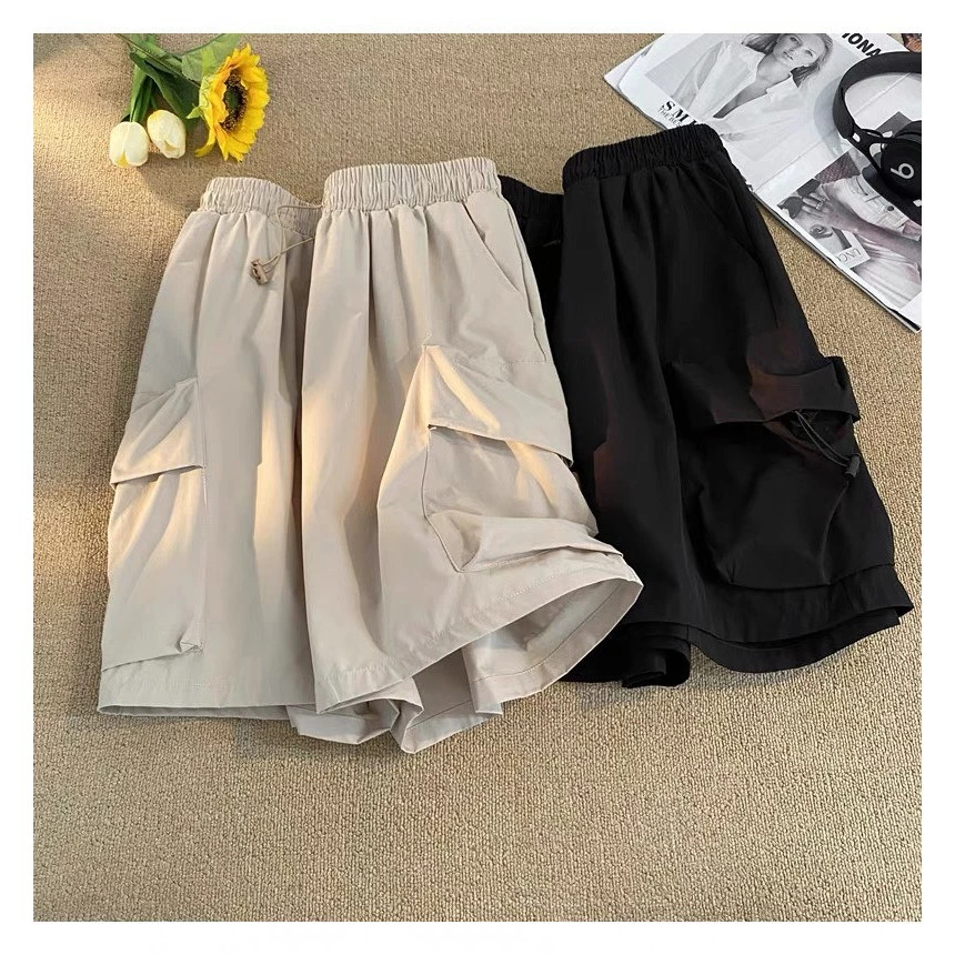 Quần sooc đùi ngố túi hộp ống rộng nam nữ  Quần short hộp túi to, chất kaki mềm, 3 màu, 2 size Nam Kem Menswear T766G