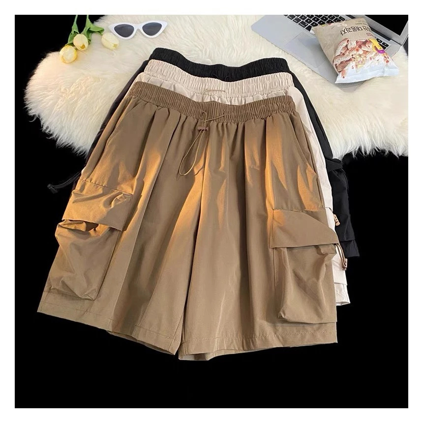 Quần sooc đùi ngố túi hộp ống rộng nam nữ  Quần short hộp túi to, chất kaki mềm, 3 màu, 2 size Nam Kem Menswear T766G