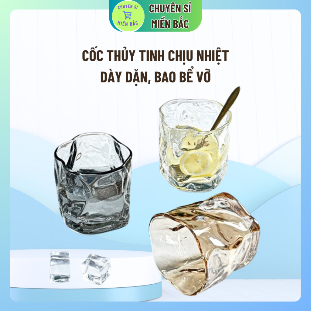 Cốc thủy tinh decor uống nước sáng tạo cốc xoắn, ly thuỷ tinh uống whisky cao cấp